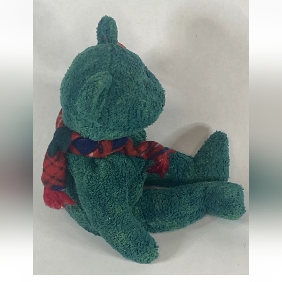 Vintage Ty Beanie Baby Wallace the Bear DOB January 25, 1999 Green With Scarf - Picture 3 of 14